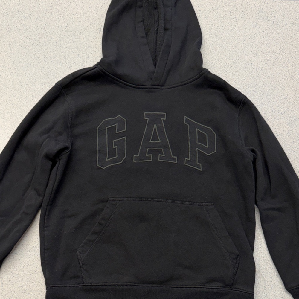 GAP Black Pullover Hoodie with Tonal Logo